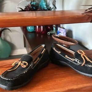 Lands End black suede loafers